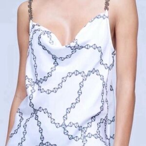 L’Agence Chain Strap White and Black Women's Top